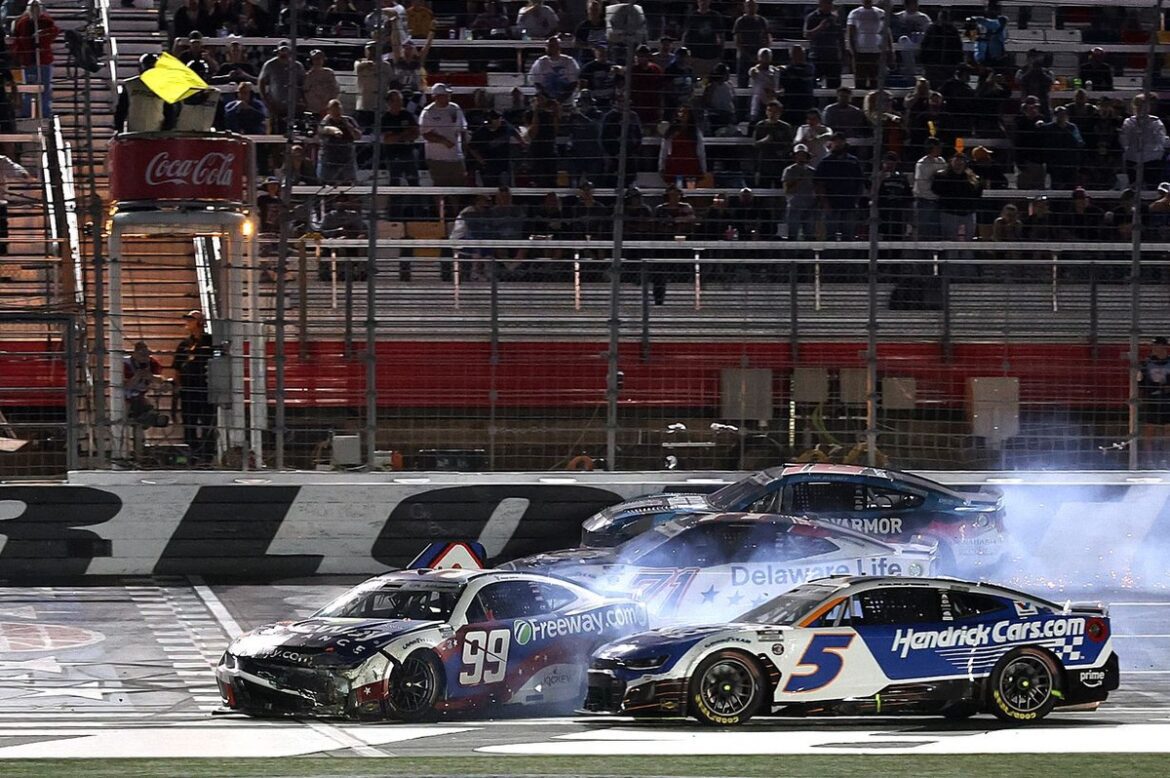 daniel-suarez-trackhouse-chevr.jpg Kyle Larson's race concludes in a collision during the Coke 600.