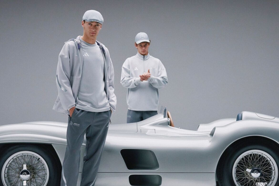 Mercedes and Adidas launch a heritage-themed fan apparel line for the British Grand Prix.