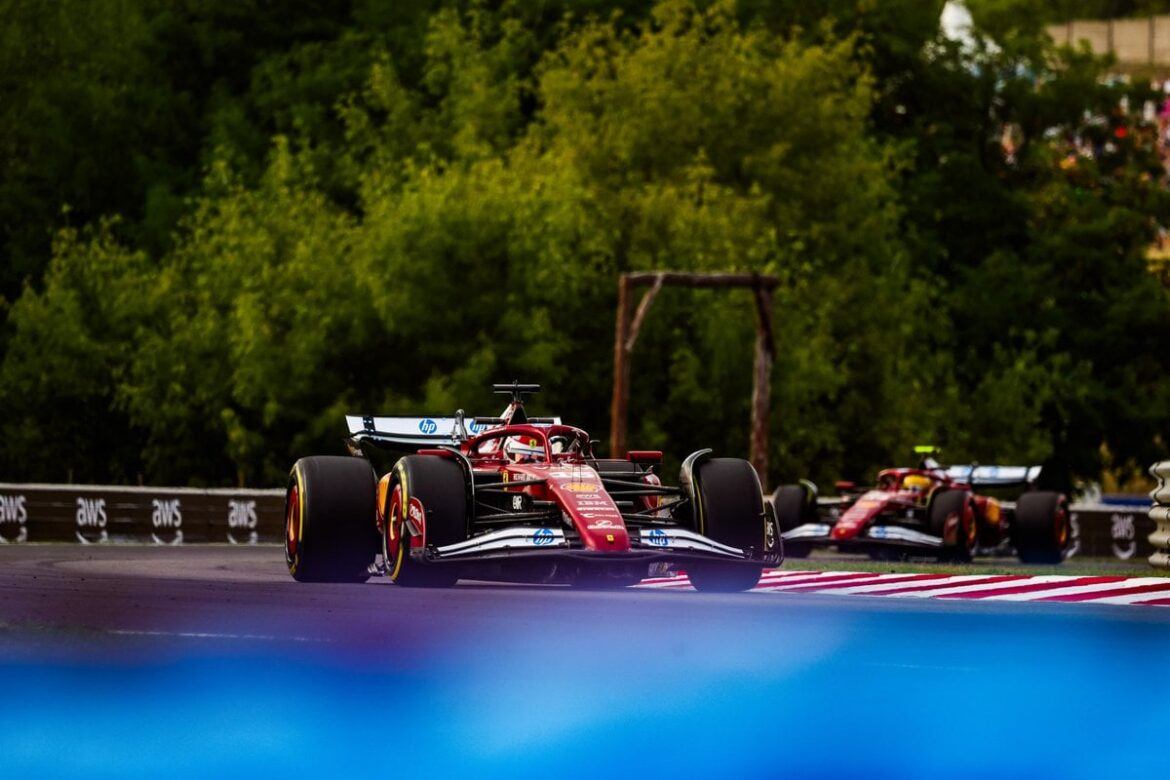 GxWY_cPWkAA_UCq.jpg Ferrari experiences a polarizing performance with pole position and 12th place at the Hungarian Grand Prix.