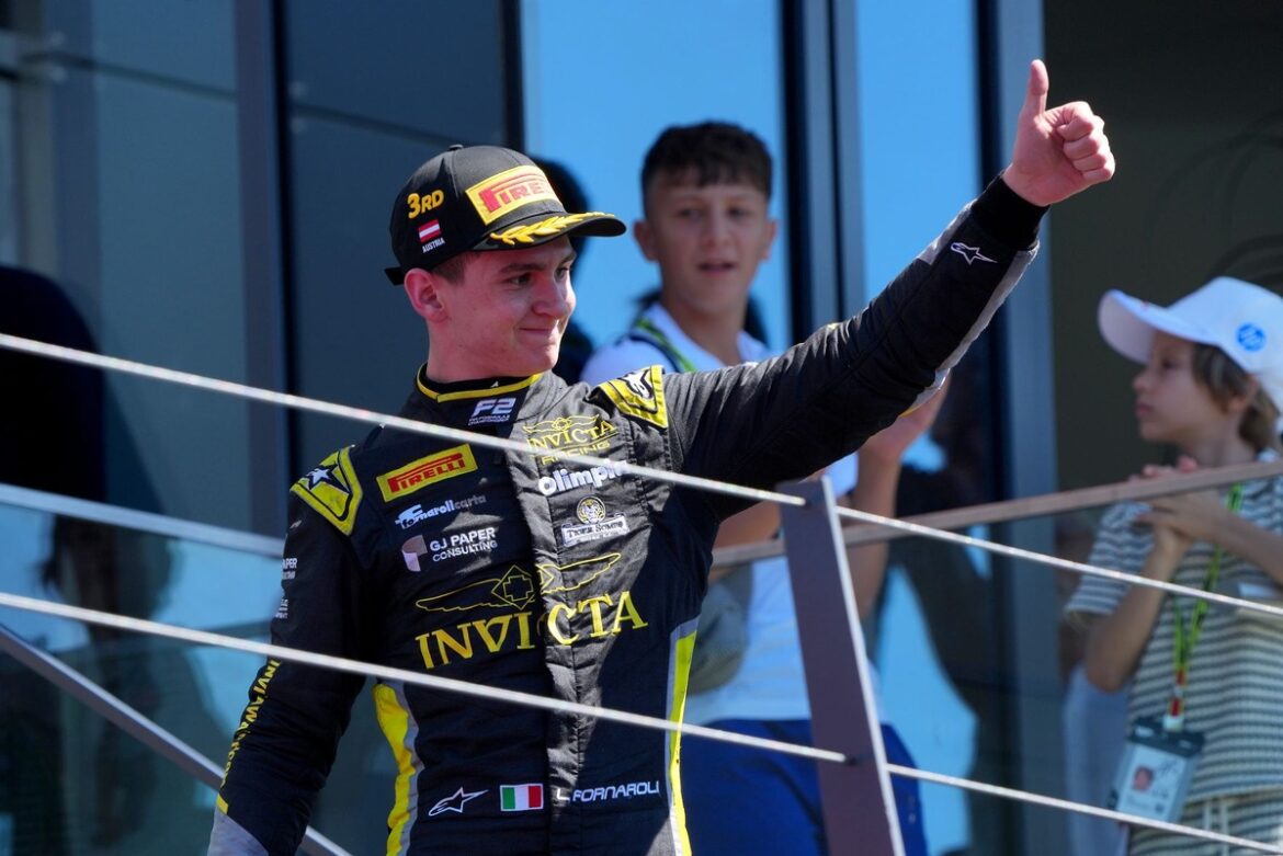 podium-third-place-leonardo-fo-2.jpg Leo Fornaroli, the frontrunner for the F2 championship, aims for steadiness rather than victories.
