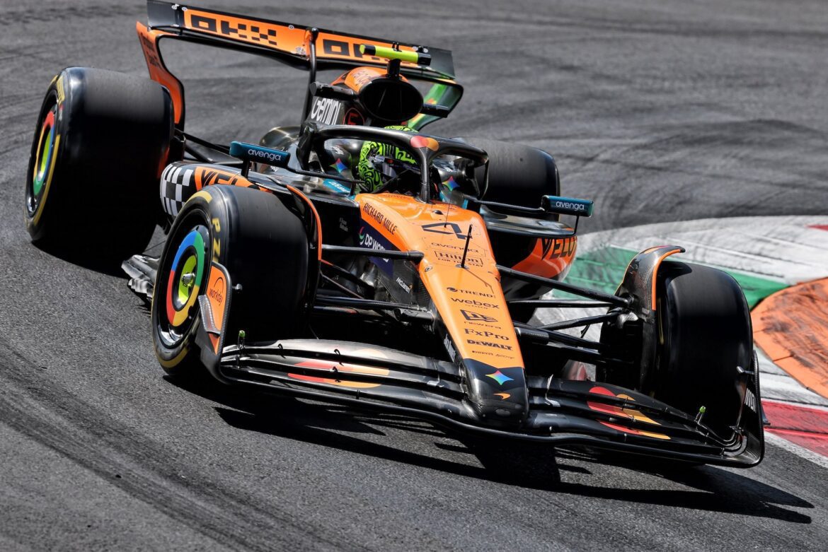 Norris records the fastest time in the second practice session of the Italian Grand Prix.